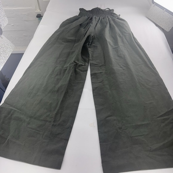 Mumubreal Pants - LINEN High waisted Wide Leg Women's 100%linen Pants New Small. Dark Army Green